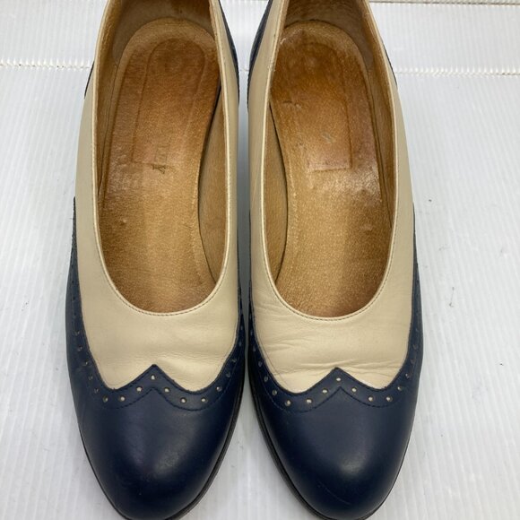 Vtg LAURA ASHLEY ITALY granny brogue rockabilly retro style womens shoes sz 38 - Picture 3 of 5